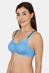 Rosaline Everyday Double Layered Non Wired 3/4Th Coverage T-Shirt Bra -Blue Botaic Pt — thumbnail 2